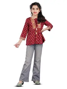 DMP FASHION Girls Ethnic Motifs Viscose Rayon Top