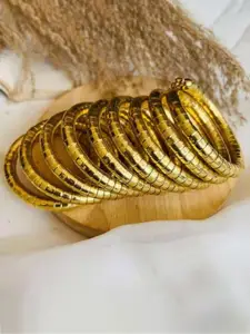 NVR Women Gold Plated Spiral Bangle