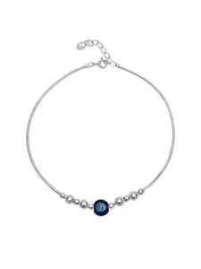 925 SILLER 925 Pure Silver Artificial Beaded Evil Eye Charm Anklet