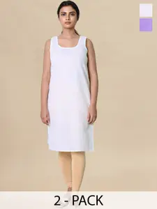 myplusfashion Pack of 2 Cotton Non Padded Long Slip