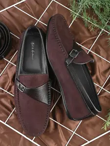 Mast & Harbour Men Suede Solid Padded Mojaris