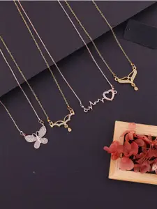 Anouk Set Of 4 Gold-Plated Artificial Stones Studded Necklace