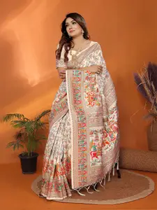 elora Kalamkari Woven Design Saree With Unstitched Blouse Piece