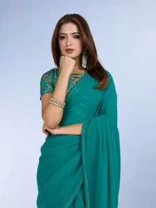 Mitera Women Solid Poly Chiffon Saree