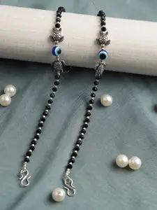 Jazz and Sizzle Silver-Plated Artificial Beads Anklet