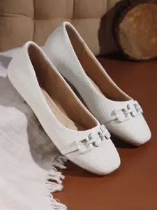 CORSICA Women White Slip-On Square Toe Flats