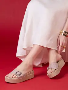 Inc 5 Women Textured Flatform Heel Sandals