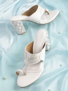 House of Pataudi Ethnic Embellished Open Toe Block Sandals