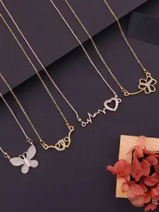 Anouk Set Of 4 Gold-Plated Artificial Stones Studded Necklace