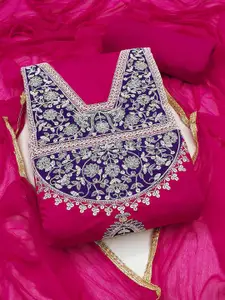 Peachmode Floral Embroidered Zari Unstitched Dress Material