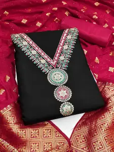 Peachmode Floral Embroidered Sequinned Unstitched Dress Material