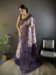 elora Women Woven Design Silk Blend Banarasi Saree