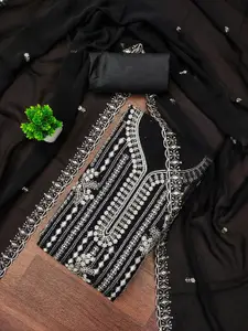 KALINI Floral Embroidered Thread Work Unstitched Dress Material