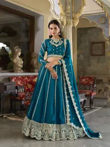 LOOKNBOOK ART Embellished Silk Ready to Wear Lehenga & Unstitched Blouse With Dupatta