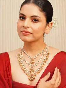 JAYPORE Brass-Plated Artificial Stones Studded Necklace