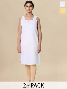 myplusfashion Pack of 2 Cotton Non Padded Long Slip