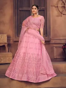 KALINI Women Embroidered Thread Work Semi-Stitched Lehenga & Unstitched Blouse Dupatta