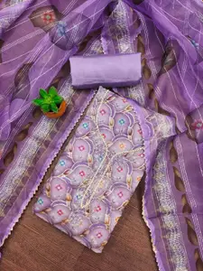 KALINI Floral Printed Organza Unstitched Dress Material