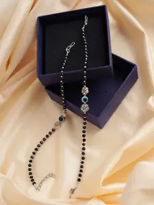 Jazz and Sizzle Set Of 2 Silver-Plated Artificial Beads Anklet