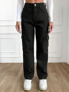 DressBerry Women Comfort Straight Fit Mid-Rise Cargo Style Stretchable Jeans