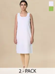 myplusfashion Pack of 2 Cotton Non Padded Long Slip