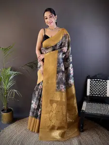 elora Women Floral Woven Design Zari Banarasi Saree
