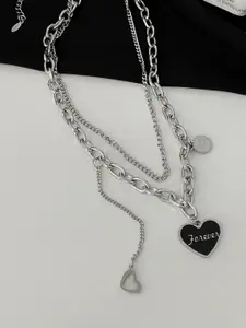 Krelin Engraved Forever Charm Heart Shaped Pendant Statement Layered Chain