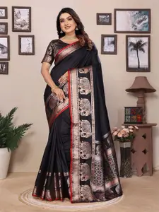 elora Women Woven Design Zari Banarasi Saree