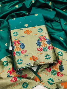 Peachmode Floral Woven Design Banarasi Silk Unstitched Dress Material