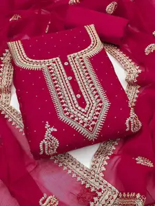 Peachmode Embroidered Silk Georgette Unstitched Dress Material