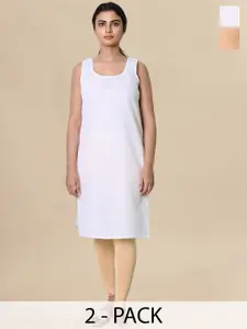 myplusfashion Pack of 2 Cotton Non Padded Long Slip