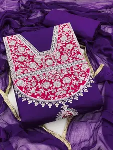 Peachmode Floral Embroidered Zari Unstitched Dress Material