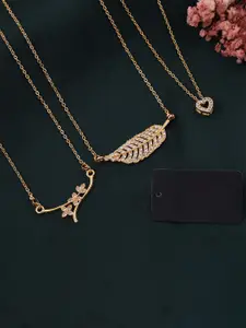 Anouk Set Of 3 Gold-Plated American Diamond Studded Necklace