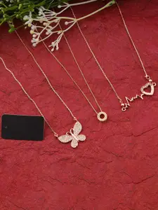 Anouk Women Set of 3 Brass Gold-Plated Necklace