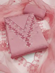 Peachmode Floral Embroidered Sequinned Unstitched Dress Material