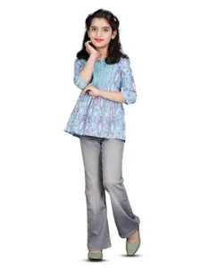 DMP FASHION Girls Printed Cotton Regular A-Line Top