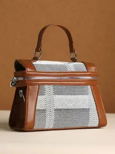 HAUTE SAUCE by  Campus Sutra HAUTE SAUCE by Campus Sutra Women Tan Brown & Midnight Black The Epistola Hand Bag