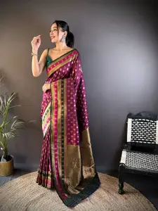 elora Woven Design Zari Silk Blend Banarasi Saree