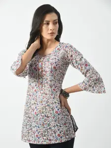 KALINI Women Ethnic Motifs Printed Pleated Straight Kurti