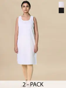 myplusfashion Pack of 2 Cotton Non Padded Long Slip