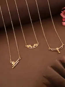 Anouk Women Pack of 3 Brass Gold-Plated Necklace