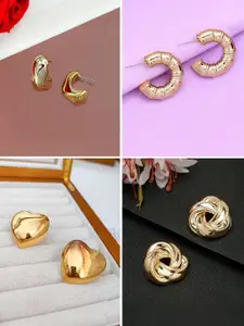 PRIVIU Set Of 4 Gold-Plated Quirky Half Hoop Earrings