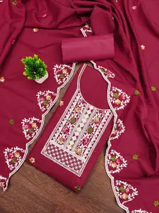 KALINI Floral Embroidered Thread Work Unstitched Dress Material