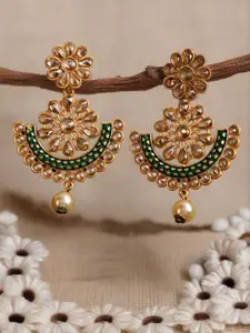 Jazz and Sizzle Gold-Plated Artificial Stones And Beads Circular Chandbalis