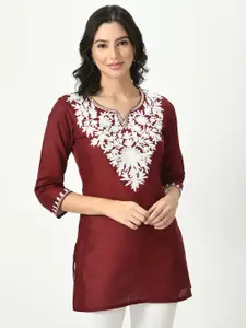 KALINI Ethnic Motifs Embroidered Thread Work Pure Cotton Thread Work Kurti