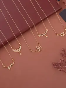 Anouk Set Of 5 Gold-Plated American Diamond Studded Necklace