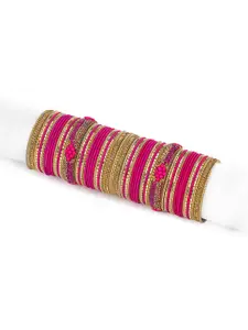 RIJOLI Set Of 64 Gold-Plated Stone-Studded & Beaded Bangles