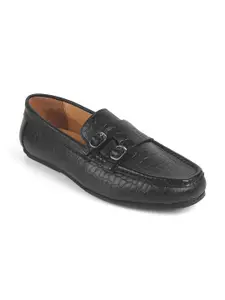 Tresmode Crot Black Men's Leather Double Monk Shoes