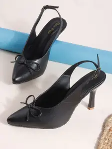 Retro Walk Women Embellished Stiletto Pointed Toe Bows Regular Sandals