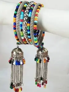 Sangria Oxidized Beaded Bangle